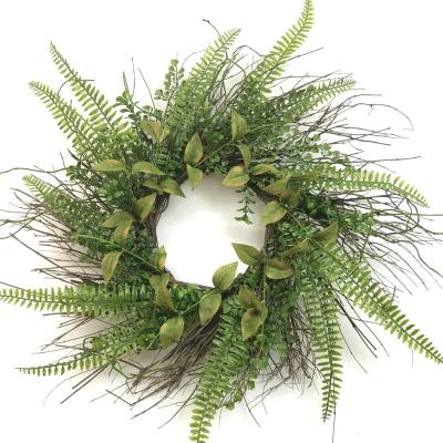 China Factory price pure handmade high quality natural faux green leaves and real branch spring green garland for spring and summer decoration for sale