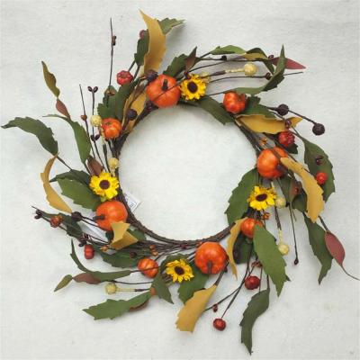 China Wholesale 6.5 Inch Pure Handmade Plant Decor Pumpkin Candle Ring For Door Drop Candle Ring Garlands For Front Door Drop Garland for sale