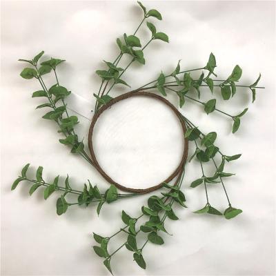 China Wholesale Pure Handmade 6.5 Inch Christmas Green Eucalyptus Leaves Candle Ring Wreath For Decorative for sale