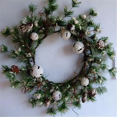 China Pure Handmade 21 Inch Tall Quality Decorative Garland with Rustic Pine and Snow Bell for Decoration for sale