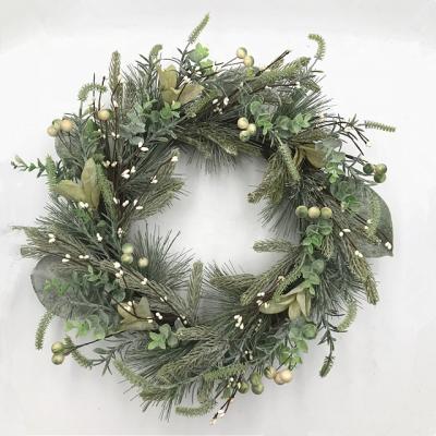 China Pure Handmade Wreath Succulent Plants Braid Door Wreath with White Seed Berry for Daily Decoration for sale