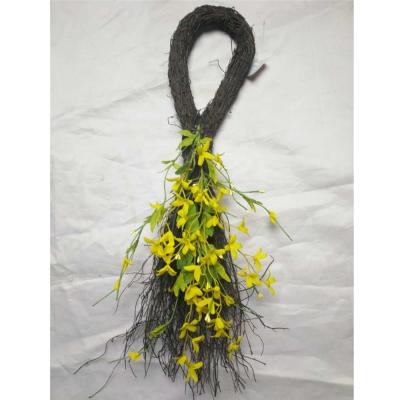 China 24 Inch Tall Fake Yellow Jasmine Flower Pure Handmade Flower Garland Throw And Artificial Flower Garland For Wall Panel Door Decor for sale