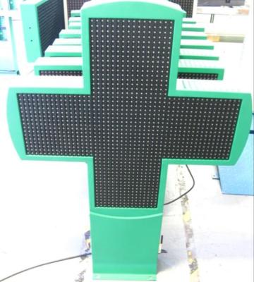 China Outdoor / Indoor Full Color Led Cross Pharmacy Sign 800mm Pharmacy P16 Green Waterproof Cross Led Display Outdoor for sale