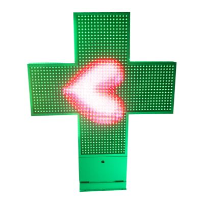 China Outdoor/Indoor RGB 1200mm Led Cross Pharmacy Sign P25 Outdoor Led Cross Pharmacy Display Double Sides for sale