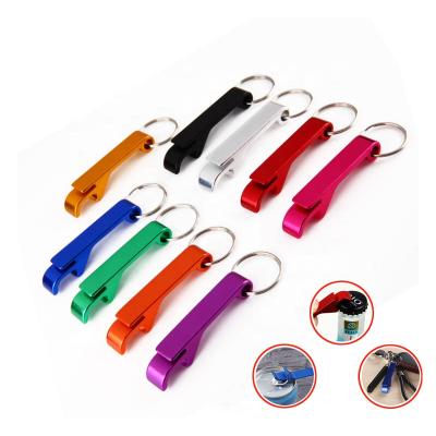 China Mini Portable Pocket Metal Bar Customized Viable Tools Aluminum Bottle Opener Key Ring Keychain Beer Bottle Opener for sale