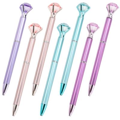 China office & Handsome School Pen Custom Plastic Ballpoint Pen with Big Diamond Crystal/Metal Ballpoint Pen for School and Office for sale