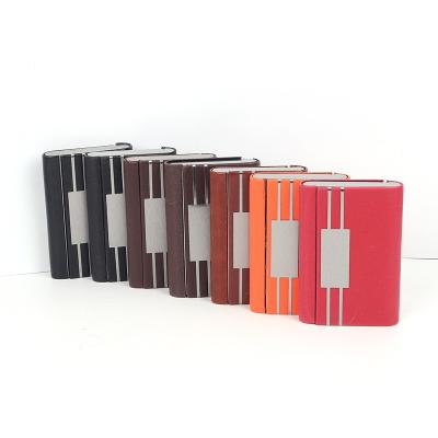 China Xinghao Notebook Shape Custom Business Card Metal & PU Name Card Holder / Square Pattern Credit Card Holder for sale