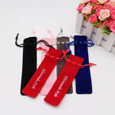 China Eco-friendly Custom Pencil Pen Bag With Logo Printed Makeup Brush Eyebrow Pouches Drawstring for sale