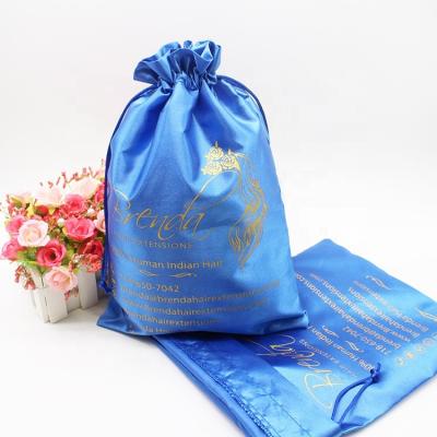 China Wholesale Custom Logo Wigs Jewelry Packages Hair Extension Bag Lingerie Satin Satin Packaging Bags For Hair for sale