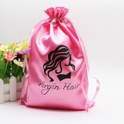 China New Design High Quality Drawstring Satin Jewelry Dust Gift Bag Satin Hair Packaging Bag With Logo for sale