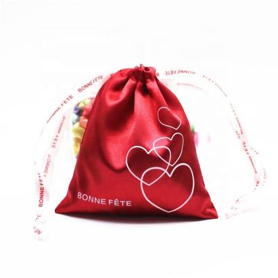 China Eco-friendly Custom Printing Cosmetic Jewelry Pouch Satin Pouch Gift Drawstring Bag With Logo for sale