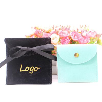 China Gift Custom Design Suede Gift Bag Button Closure Jewelry Pouch Tote Bag With Logo for sale