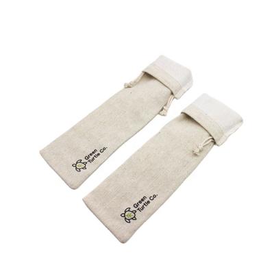 China Environmental Reusable String Pouch Reusable Chopstick Pouch Drinking Straw Recyclable Canvas Drawstring Bag for sale