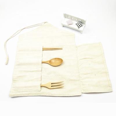 China Portable Gift Cotton Canvas Tableware Cloth Bag Chopsticks Administers Forks Accessories Storage Spoon Pouch for sale