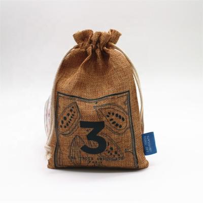 China Custom Jute Party Gift Tea Pouch Jute Burlap Gift Bags Drawstring Bag With Logo for sale