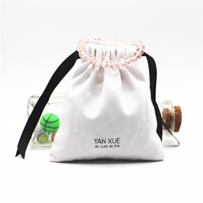 China Small Recyclable Hot Selling Custom Printed White Logo Cotton Bag Gift Drawstring Pockets Jewelry Bag for sale