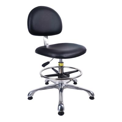 China Indoor Industrial Work PU Leather Chairs Cleanroom ESD Saddle Leather Desk Chair for sale