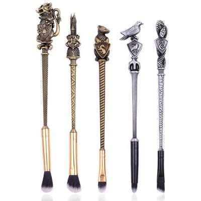 China Swipe Flat 2021 New Trends Cool 5 Pcs Harry Potter Notes Magic Wand Metal Handle Makeup Brush Professional Beauty Comestic Set for sale