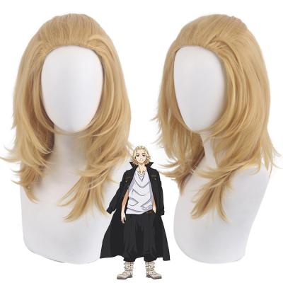 China Water Wave Channeling Santa Da Tokyo S Wastika Avenger Manjiro Sano Light Blonde Back Hair Turned Short Hair Costume Wig for sale