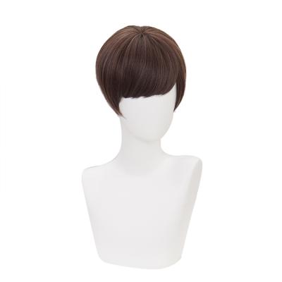 China Wholesale Qiancoshair Hair Style Life Brown Natural Silky Straight Short Style Synthetic Hair Wig For Women for sale