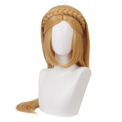 China Qiancoshair's Wholesale Anime Cosplay Synthetic Wig Role Play Wig The Legend of Princess Zelda Wig The Zelda Cos Women Golden Braided Wigs Cosplay for sale