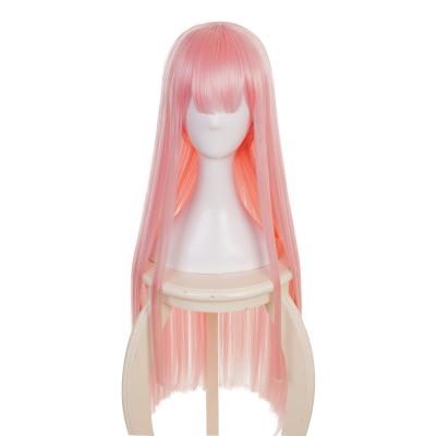 China Synthetic Wig Wholesale Qiancoshair Cosplay DADDY In The FRANXX 02 Wig Zero Two Wigs 100cm Long Pink Synthetic Hair Perucas Cosplay Wig for sale