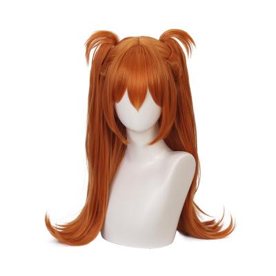 China Orange Cosplay Synthetic Qiancoshair EVA Asuka Langley Soryu Cosplay Wigs Long Wig Wholesale With 2 Clips Ponytail Synthetic Hair Cos Wig for sale