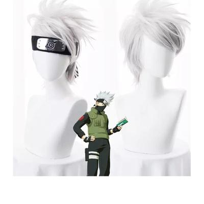 China Role Playing N Aruto Anime Costume Wig Silver Inverted Head Wig Set for sale