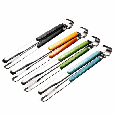 China High Quality Not Easily Cleaned Glide Comfort Handle 25cm Kitchen Food Cooking Tongs Stainless Steel Ice Cube Tongs for sale