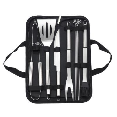 China Wholesale High Quality Outdoor Barbecue Tool Set Easily Cleaned Barbecue Picnic Camping Stainless Steel 9pcs for sale