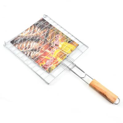 China Easily Cleaned Iron BBQ Grill Wire Small Mesh Net Fish Grill Checken Mesh Rotisserie Clip Meat Basket Barbecue Net for sale