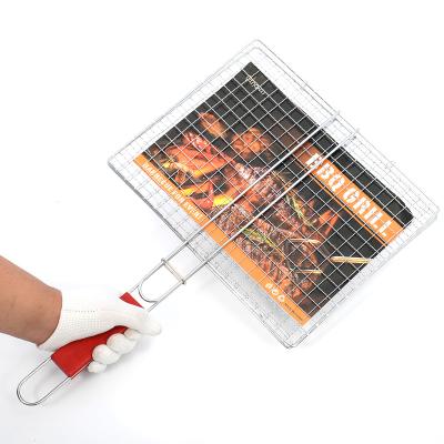 China Easily Cleaned Portable Wire Mesh BBQ Grill Basket For Vegetables Steak for sale