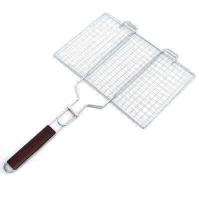 China Cheap Price Easily Cleaned Mesh Net Fish Grill Checken Roaster Clip Dish BBQ Grill Wire Iron Barbecue Grill Net for sale