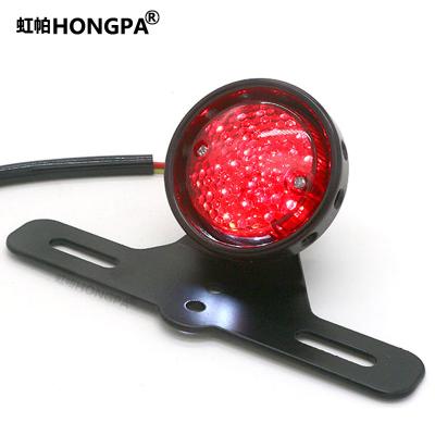 China Wholesale universal round Metal+ABS lens+led brake led light taillight with license plate light for motorcycles for sale