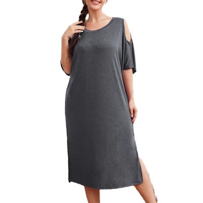 China High Slit Maxi Dresses Plus Size Ladies Maxi Dress Womens Off Shoulder Solid Oversized Dry Cleaning Maxi Dress for sale