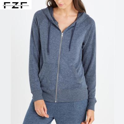 China Durable Zipper Up Plain Gray Polyester Women Hoodie Sweater for sale