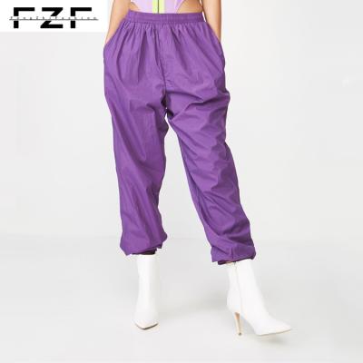 China Purple Woven Polyester Anti-pilling Casual Elastic Women's Waist Trackpants for sale