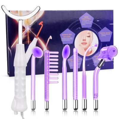 China Portable High Frequency Pigment Removal Magic Wand 7 in 1 Machine Electrode Handheld High Frequency Facial Wand for sale