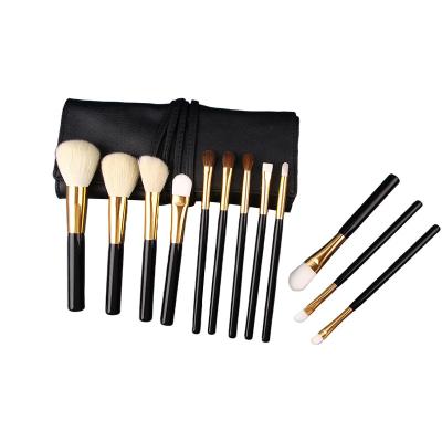 China Angular Blush Real Premium Natural Airbrush Painted Makeup Art Goat Hair Makeup Brushes Appearance Hair Makeup Set Brush Set 12Piece With Cylinder for sale