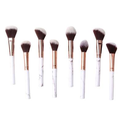 China Angular Blush Wide Variety Soft and Odorless Natural Synthetic Stiffens Large Fluffy Powder Brush Marble Makeup Brush Set 8Piece for sale