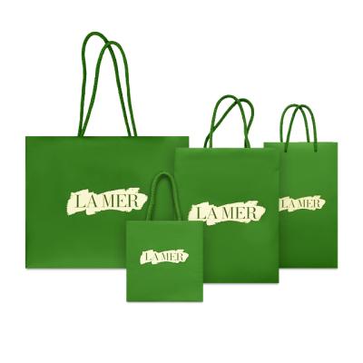 China ECO Friendly Custom Apparel Bag Shoe Ambient Logo Print La Mer Shopping Paper Packaging Gift Color Cheap Paper Bag for sale