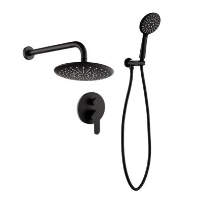 China With Sliding Bar In-wall Paint Black Shower System With Wall Mounted Sliding Rod, Diverter Shower Valve Shower Faucet Set for sale