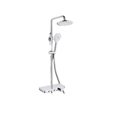 China Thermostatic Foldable Square Sliding Bar Stainless Steel Round Bathroom Set With Shower Faucet for sale