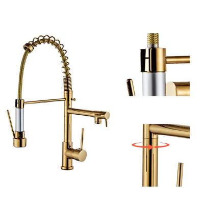 China Modern Luxury Countertop Installation Kitchen Spring Pull Faucet Electric Sink Faucets Hot And Cold Gold Brass Faucet for sale