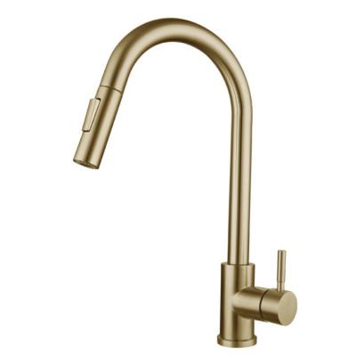 China Wholesale Faucets Electric Factory Touch Brushed Stainless Steel Gold Hot And Cold Pull Turning Universal Household Kitchen Faucet for sale