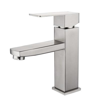 China Thermostatic Faucets Square Chrome Plated Square Stainless Steel Water-Saving Bathroom Kitchen Sink Bathroom Basin Faucet for sale