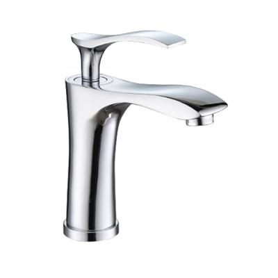 China Modern Type Single Handle Brass Chrome Plated Lavatory Water Tap Faucet for sale