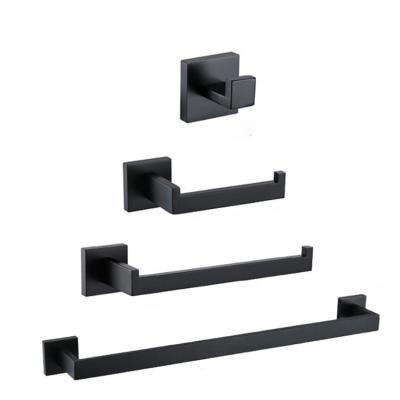 China Heater High Quality 304 Stainless Steel Towel Rack Four-piece Black Towel Rack Set Bathroom Hardware Accessories for sale