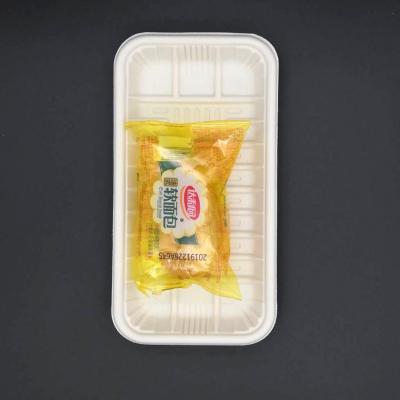 China Bioplastic Disposable Food Tray Small Meat and Fruit Plates For Supermarket for sale