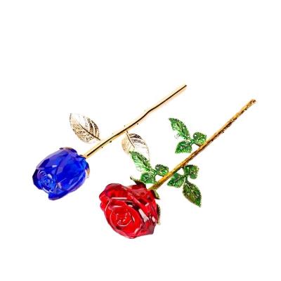 China Thanksgiving Gifts Romantic Anniversary Valentine's Day Gift For Ladies Love Crystal Rose Flower Wedding Gift for sale